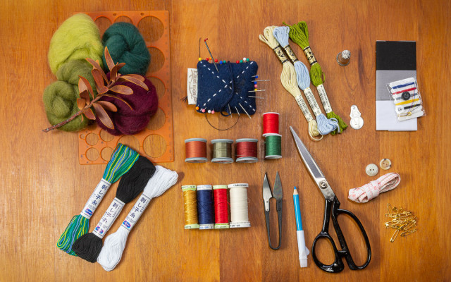 Mending with various techniques incl. Sashiko stitching